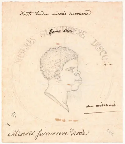 Kopf eines Schwarzen Afrikaners, in einen Kreis eingefasst von Nicolai Abildgaard