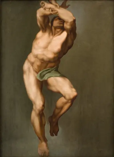 Male Figure. After Michelangelo’s ‘Last Judgement’ in the Sistine Chapel av Nicolai Abildgaard