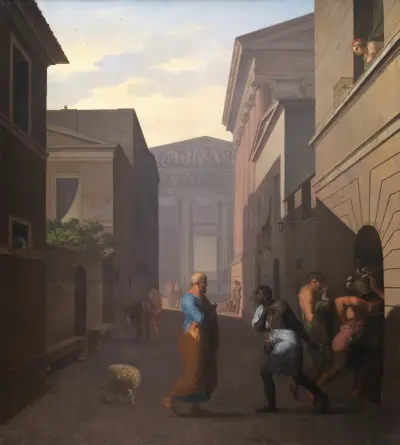 Simo and his former slave Sosia. From Terence´s Andria. av Nicolai Abildgaard