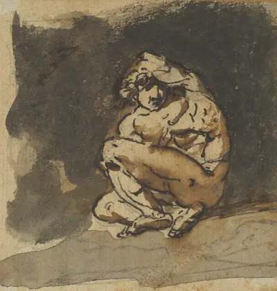 Studie eines männlichen Aktes (Althaemenes), der sich zu verbergen versucht von Nicolai Abildgaard