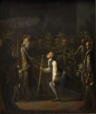 The Potuans are Surprised to see Niels Klim Genuflect in front of the Wise Prince av Nicolai Abildgaard