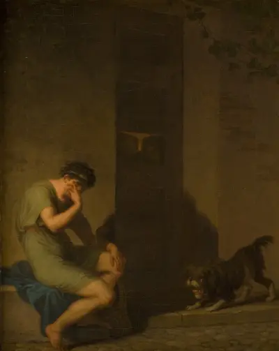 Tibullus Lamenting outside the Door of his Beloved av Nicolai Abildgaard