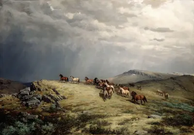 Horses in the Mountains av Peter Nicolai Arbo