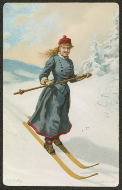 Woman skiing av Peter Nicolai Arbo