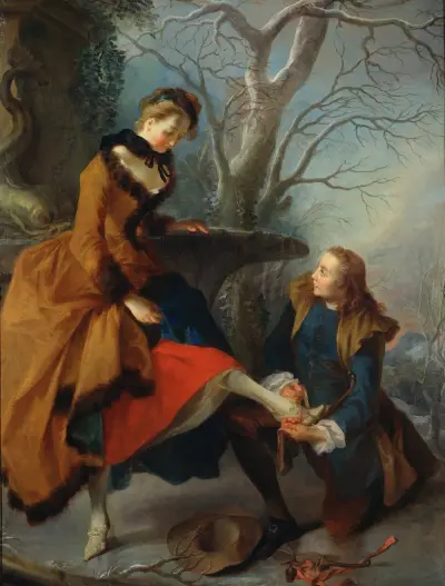 Das Anschnallen der Schlittschuhe von Nicolas Lancret