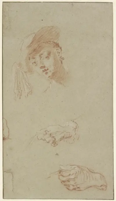 Head and two hands av Nicolas Lancret