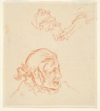 Portret aktora i studium dłoni, Nicolas Lancret