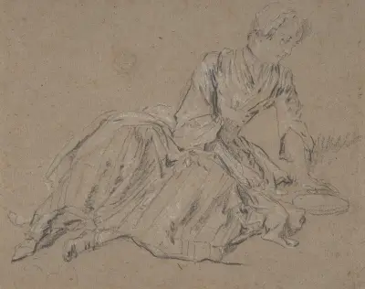 Auf dem Boden sitzende Frau von Nicolas Lancret