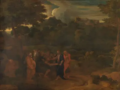 Jesus botar de två blinda i Jeriko av Nicolas Poussin