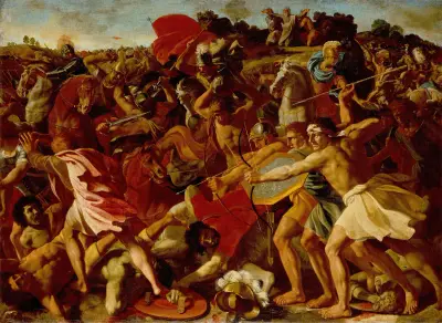 The Victory of Joshua over the Amalekites av Nicolas Poussin