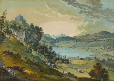 Vy av Lungerersjön av Franz Niklaus König