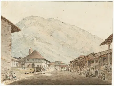 Ansicht von Unterseen av Franz Niklaus König