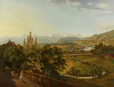 Blick von der Kleinen Schanze gegen die Alpen av Franz Niklaus König
