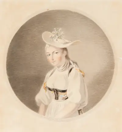 La belle Batteliere Elis. Grossmann, de Brienz av Franz Niklaus König