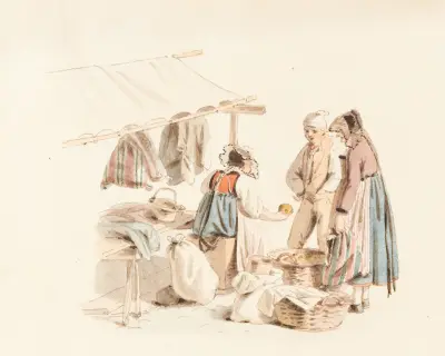 Marktstand in Bern av Franz Niklaus König