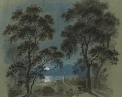 Månuppgång vid Thunersjön av Franz Niklaus König