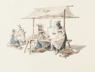 Scène de marché av Franz Niklaus König