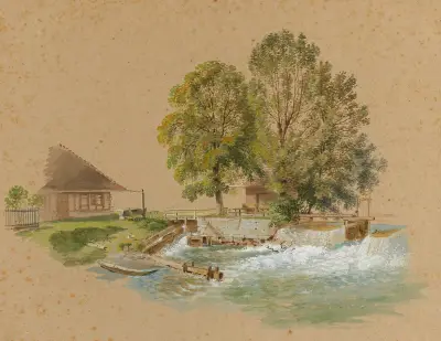 Slussen vid Schwellenmätteli i Bern av Franz Niklaus König