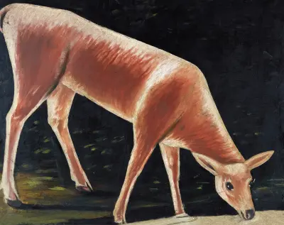 Roe deer drinking from a stream av Niko Pirosmani