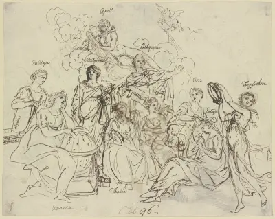 Apoll and the muses av Daniel Nikolaus Chodowiecki