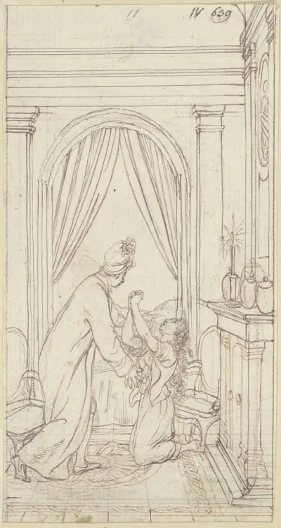 Clarissa kniet nach rechts von Daniel Nikolaus Chodowiecki