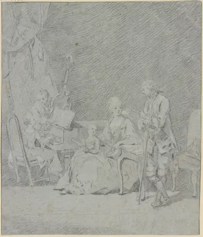 Family making music av Daniel Nikolaus Chodowiecki