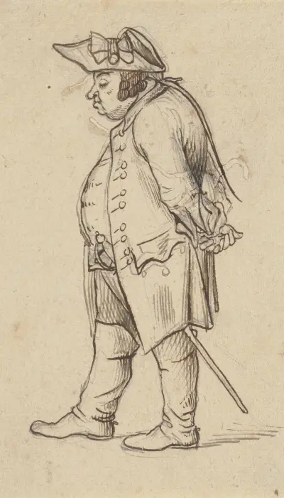 Gammal officer, stående av Daniel Nikolaus Chodowiecki