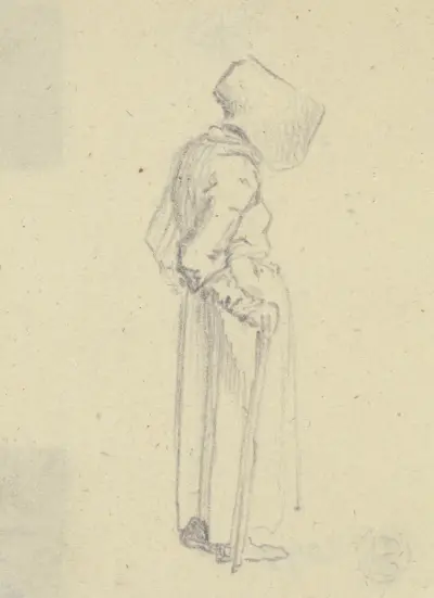 Stehende alte Frau mit Schutenhut von Daniel Nikolaus Chodowiecki