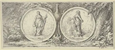 Vignette mit zwei Medaillons; Güte und Bosheit von Daniel Nikolaus Chodowiecki