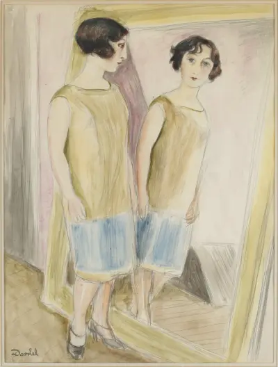 Lucienne vid spegeln av Nils Dardel