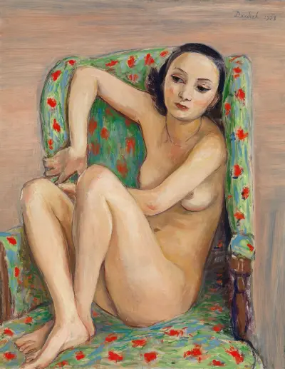 Modell i grön stol av Nils Dardel