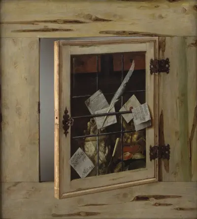 Trompe L’oeil. A Cabinet Of Curiosities With An Ivory Tankard av Cornelis Norbertus Gijsbrechts