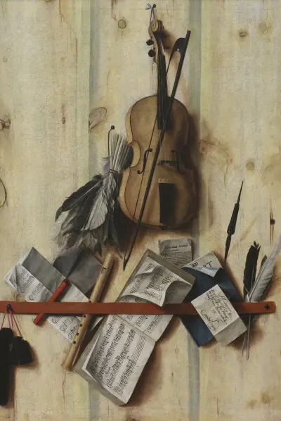 Trompe L’oeil With Violin, Music Book And Recorder av Cornelis Norbertus Gijsbrechts