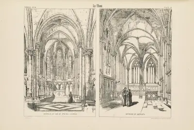 Le Mans. Cathedral. Interior View of one of Apsidal Chapels, and of Sacristy. av Richard Norman Shaw