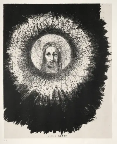And In the Very Disk of the Sun Shines the Face of Jesus Christ av Odilon Redon
