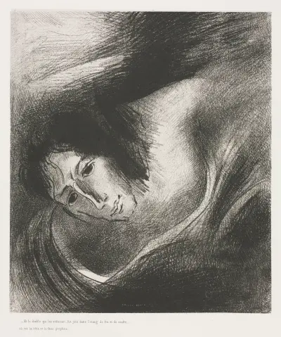 And the Devil That Deceived Them was Cast into the Lake of Fire and Brimstone, Where the Beast and the False Prophet Are av Odilon Redon