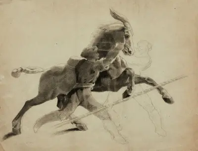 Cheval emballé d’après Géricault av Odilon Redon