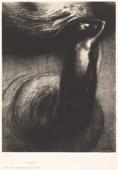 La Mort; Mon ironie depasse toutes les autres! av Odilon Redon