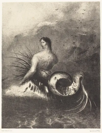 La sirene sortit des flots vetue de dards av Odilon Redon