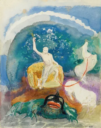 Le Monstre Vert (Apollon Chevauchant Le Serpent Python) av Odilon Redon