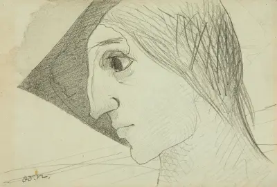 Profil symboliste ou la Folie av Odilon Redon
