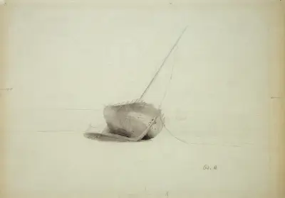 Ship at the beach av Odilon Redon