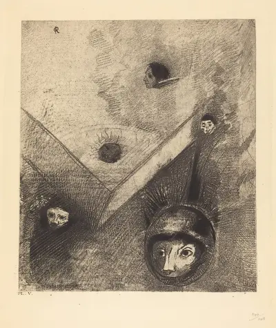 Sur le fond de nos nuits dieu de son doigt savant dessine un cauchemar multiforme et sans treve av Odilon Redon