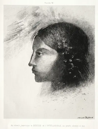 Upon Awakening I Saw the Goddess of the Intelligible with Her Severe and Hard Profile av Odilon Redon