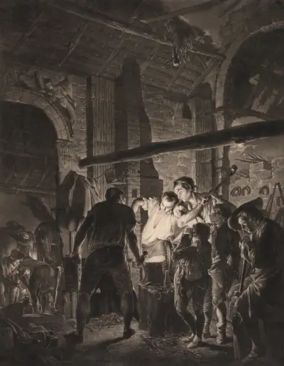 En smeds verkstad av Joseph Wright of Derby