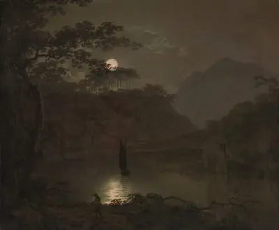 A Lake by Moonlight av Joseph Wright of Derby