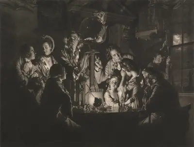 Filozof demonstrujący doświadczenie z pompą powietrzną, Joseph Wright of Derby