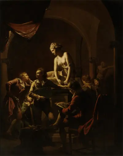 Academy By Lamplight av Joseph Wright of Derby