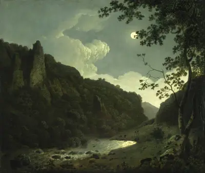 Dovedale i månsken av Joseph Wright of Derby