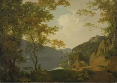 Sjölandskap av Joseph Wright of Derby